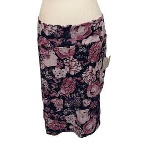 NWT LuLaRoe Cassie Pink & Mauve Floral Rose Print Skirt Size 3XL (24-26)
